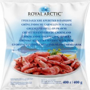 Grönländische Garnelen in der Schale, gekocht, glasiert