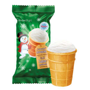 Eis mit Sahnegeschmack im Waffelbecher "Sliwotschnoe"