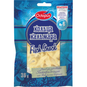 Snack aus getrockneten Tintenfischringen mit Raucharoma