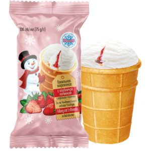 Eis mit Vanillegeschmack und fruchtiger Füllung