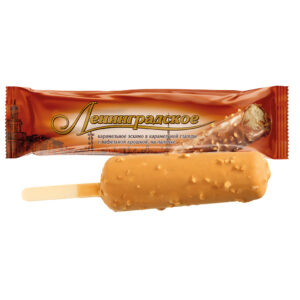 Eiscreme "Leningradskoe" mit Karamellgeschmack im Waffelbecher