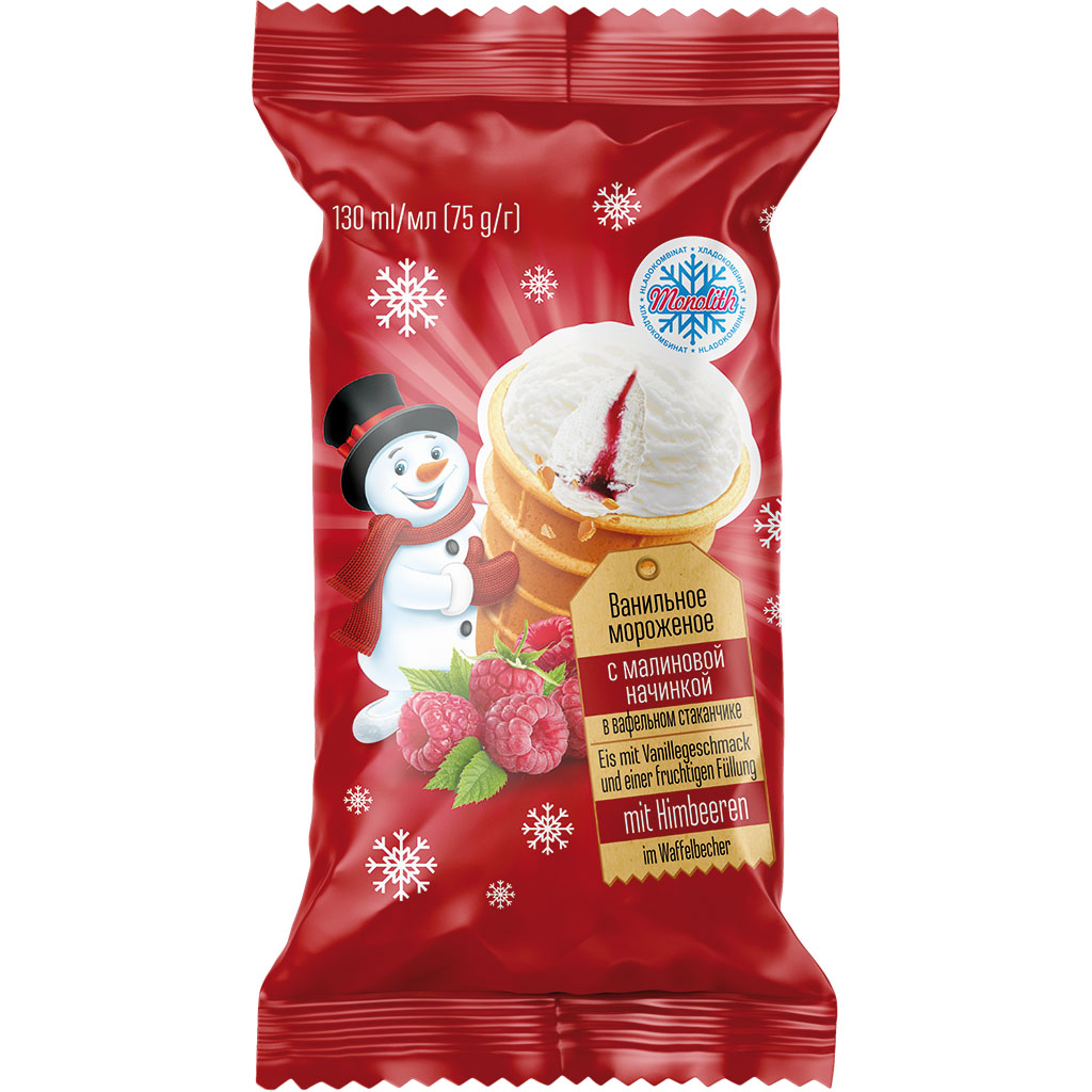 Eis mit Vanillegeschmack und fruchtiger Füllung