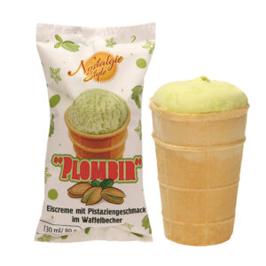 "PLOMBIR" Eiscreme mit Pistaziengeschmack im Waffelbecher