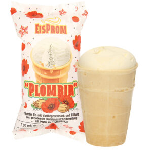 Plombir-Eis mit Vanillegeschmack und Füllung