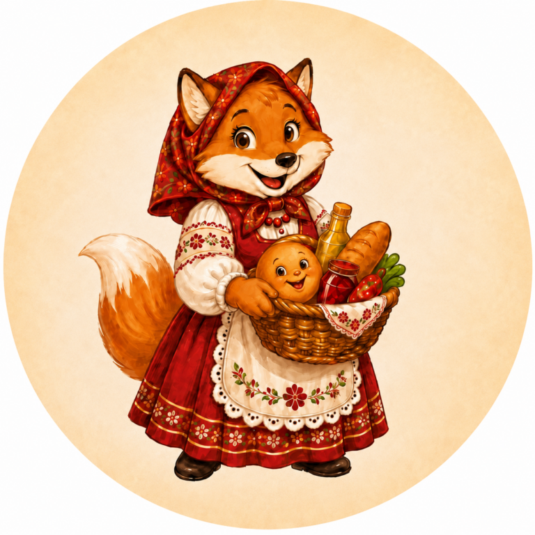 Lidnik Fuchs mit Lebensmittelkorb