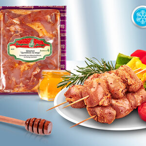 Schaschlik aus Hähnchenfleisch, im Honig mariniert